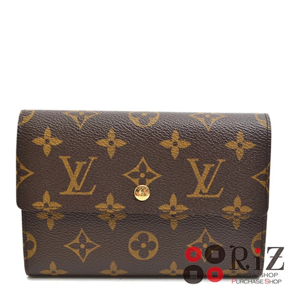 LOUIS VUITTON Porte Tresor Etui Papier Tri fold Wallet Monogram Brown